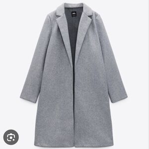 Zara Lapel Open Coat Heathered Gray Size S